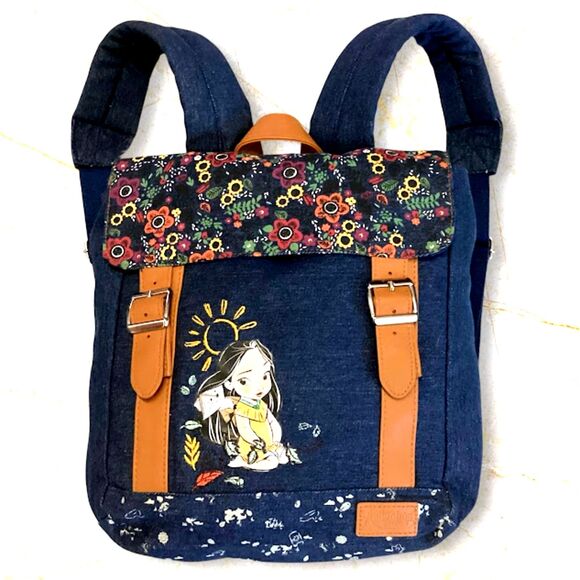Disney Animators Collection Pocahontas Girl's Backpack Denim Blue Medium - Picture 1 of 8